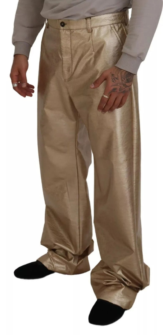 Dolce & Gabbana – Gerade Hose aus Polyester in Metallic-Gold