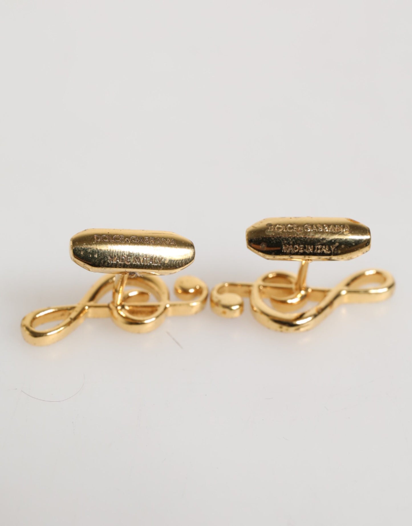 Dolce & Gabbana Gold Musiknote Metall Messing Pin Männer Zubehör Manschettenknöpfe