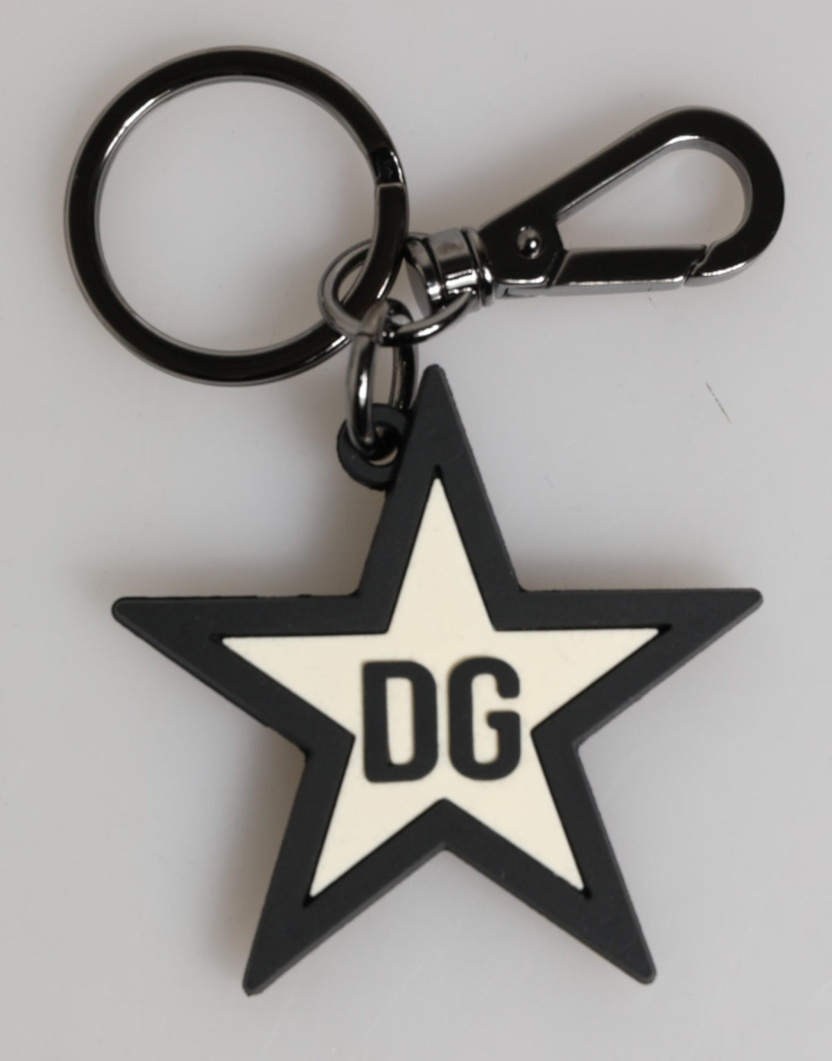 Dolce & Gabbana Weiß Schwarz DG Logo Stern Gummi Herren Schlüsselanhänger