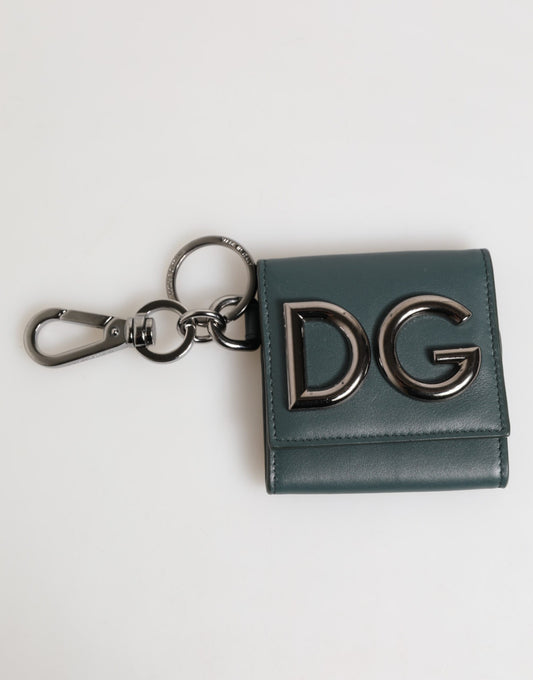 Dolce & Gabbana Dunkelgrünes Leder-Geldbörse mit DG-Logo