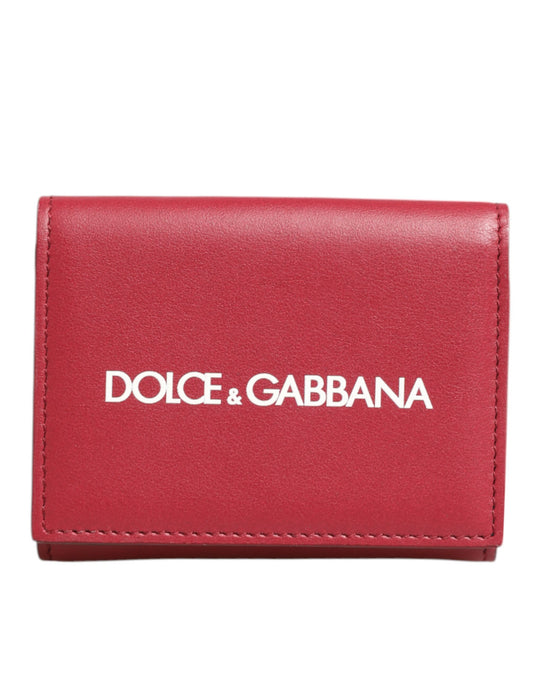 Dolce & Gabbana – Dreifach gefaltete Herren-Kartenetui aus rotem Leder mit auffälligem Logo-Print