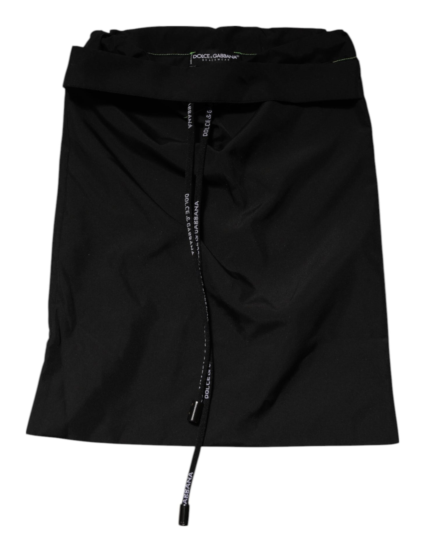 Dolce & Gabbana Schwarz Grün Logo Taillenband Beachwear Kurze Bademode