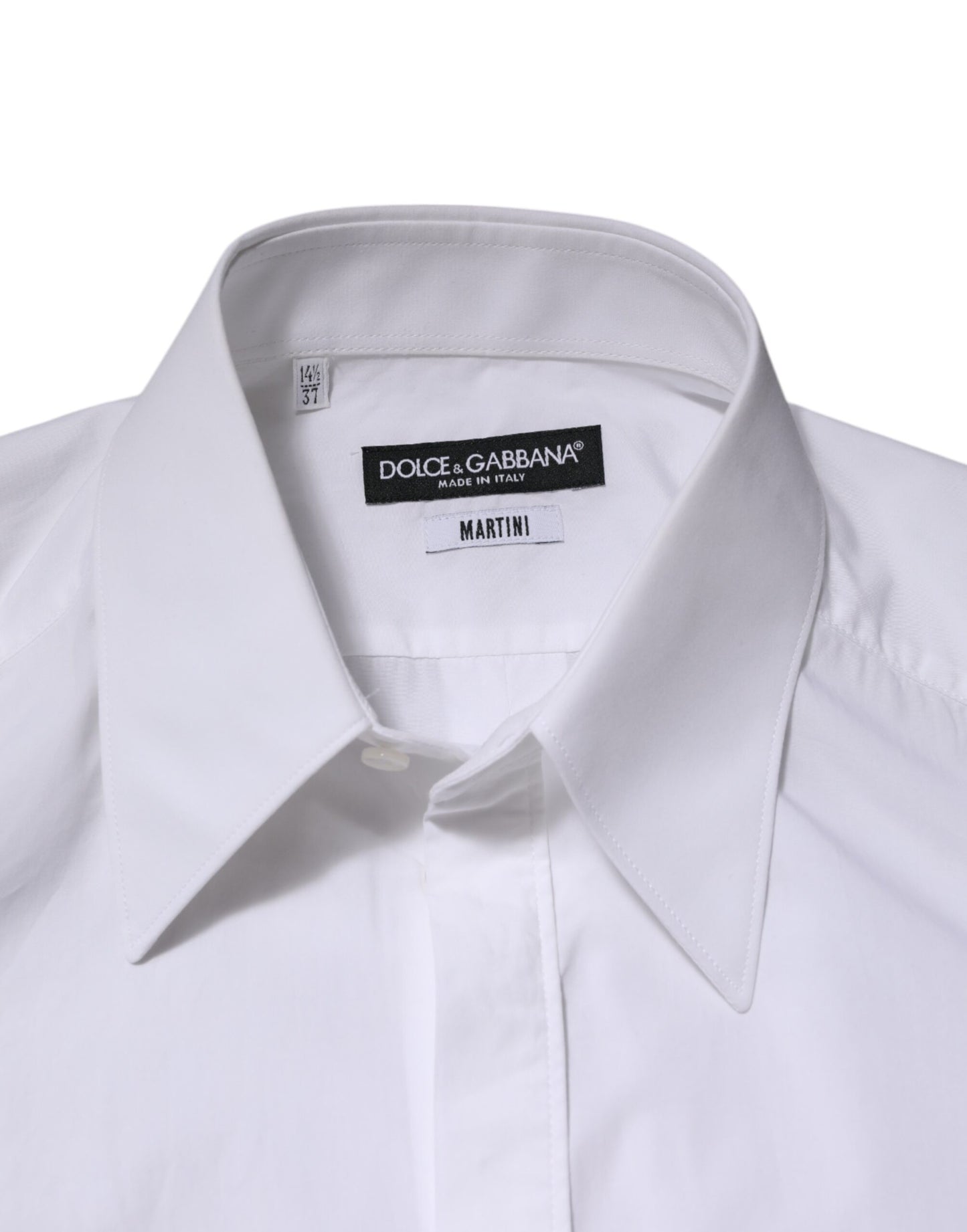 Dolce & Gabbana Weißes Langarm-Martini-Hemd aus Baumwolle