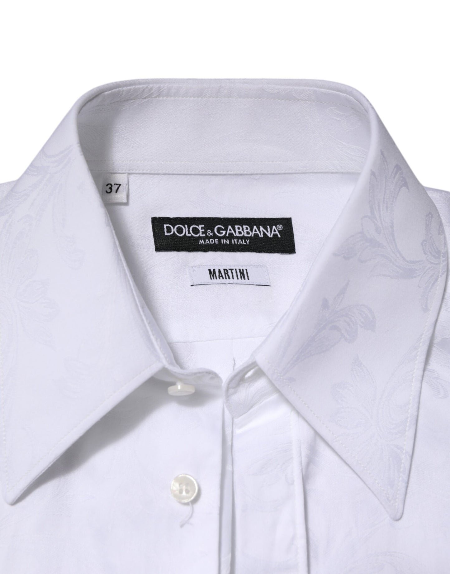 Dolce & Gabbana Weißes MARTINI-Jacquard-Hemd aus Baumwolle mit Paisleymuster