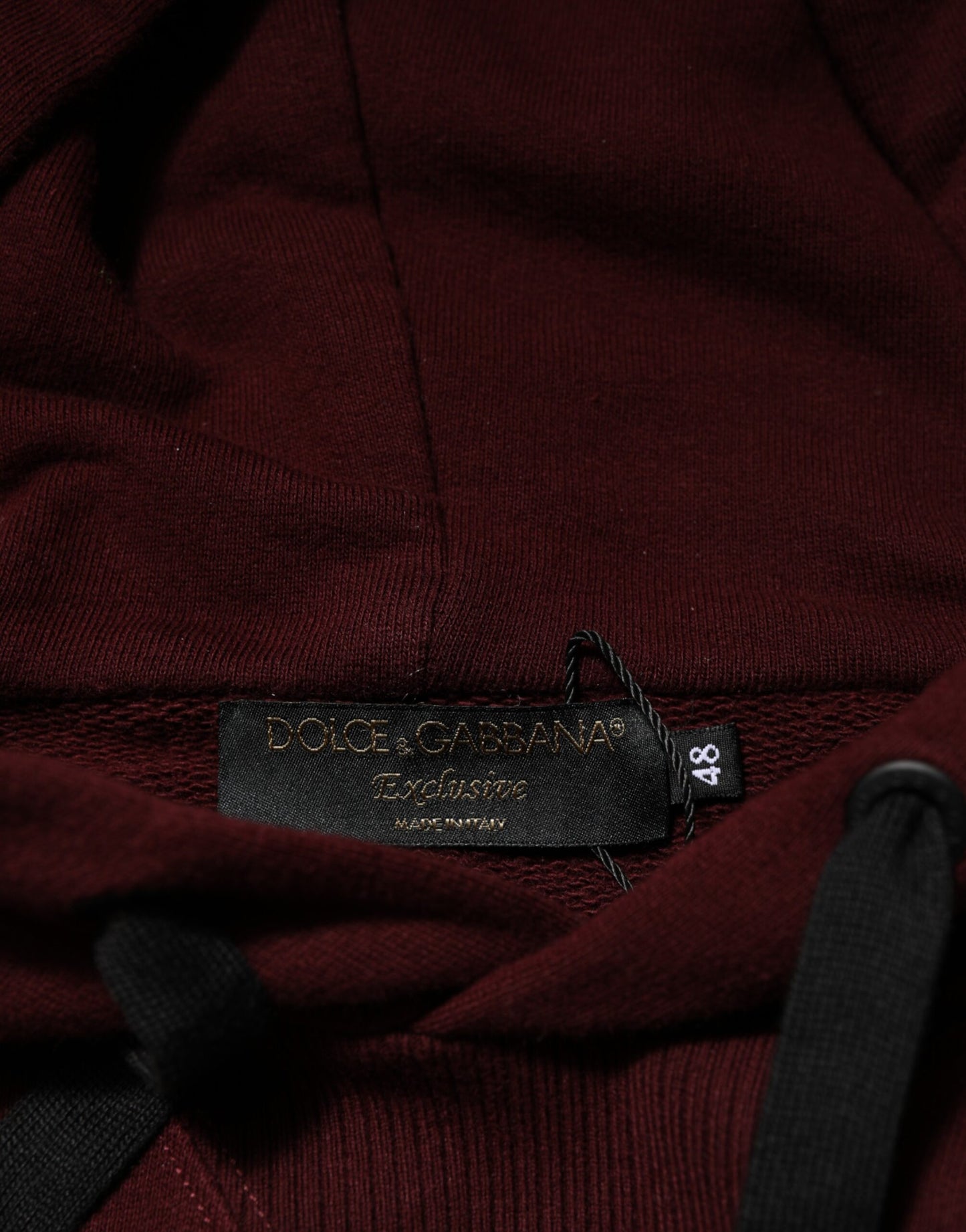 Dolce & Gabbana Burgunderroter Baumwoll-Kapuzenpullover mit kariertem Futter für Herren