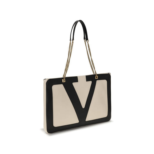 Valentino Garavani Schultertasche aus cremefarbenem Lammleder (Ovis Aries)