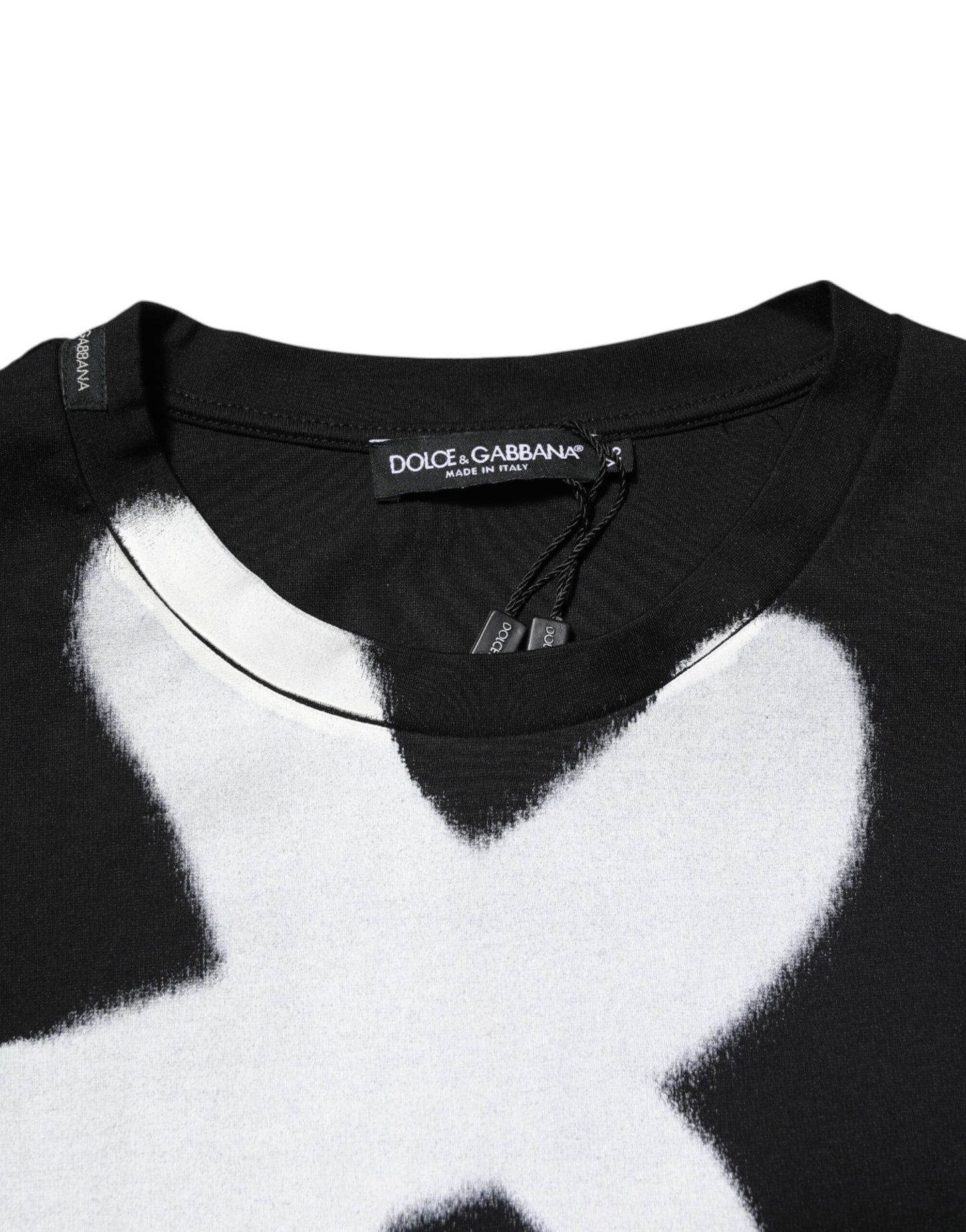 Dolce & Gabbana – Schwarzes, kurzärmliges T-Shirt aus Baumwolle mit DG-Logo und Graffiti
