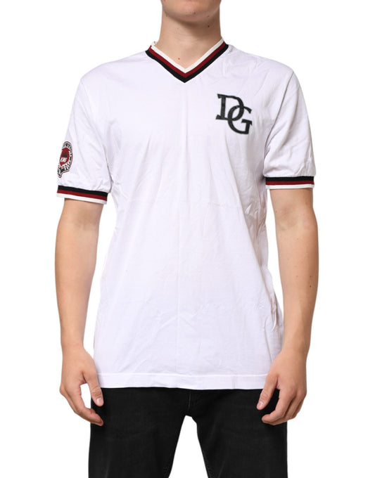 Dolce & Gabbana – Weißes T-Shirt mit V-Ausschnitt und King Crown #DGMillennials