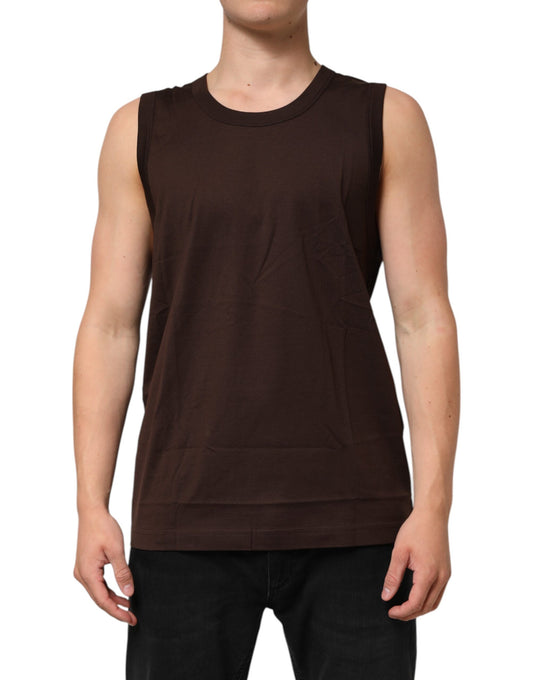 Dolce & Gabbana Braunes ärmelloses Unterwäsche-Tanktop aus Baumwolle für Herren