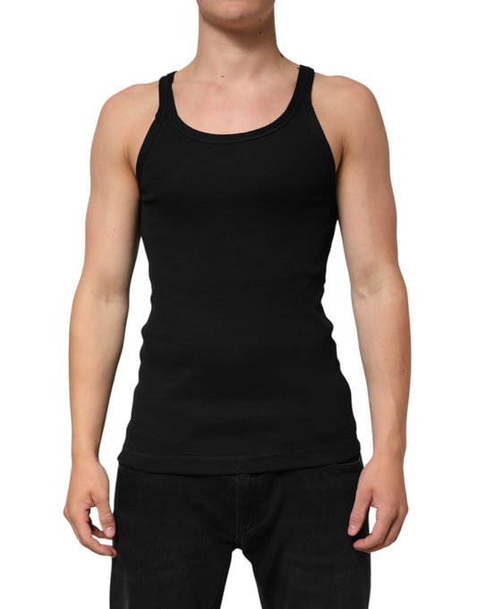 Dolce & Gabbana Schwarzes Tanktop Ärmellose Unterwäsche Herren T-Shirt