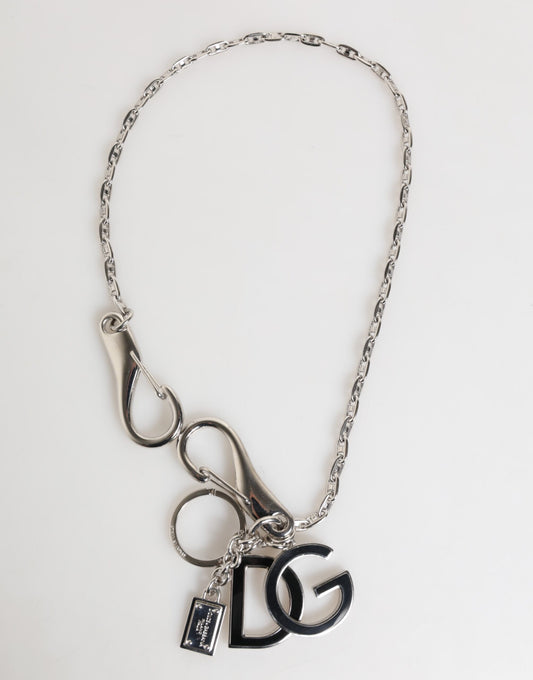 Dolce & Gabbana Silberner Schlüsselanhänger mit DG-Logo, Taschenanhänger
