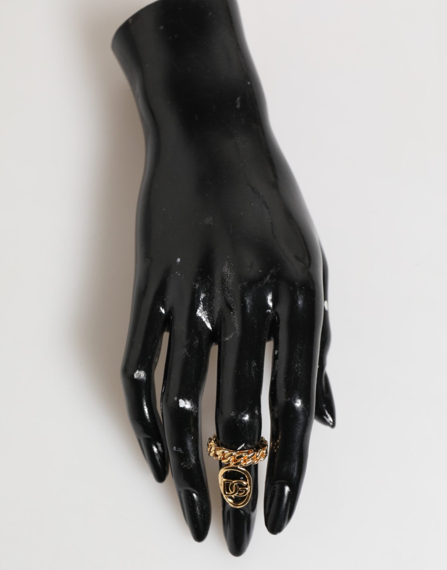 Dolce & Gabbana – Verstellbarer Ring mit ovaler DG-Logokette aus goldfarbenem Messing
