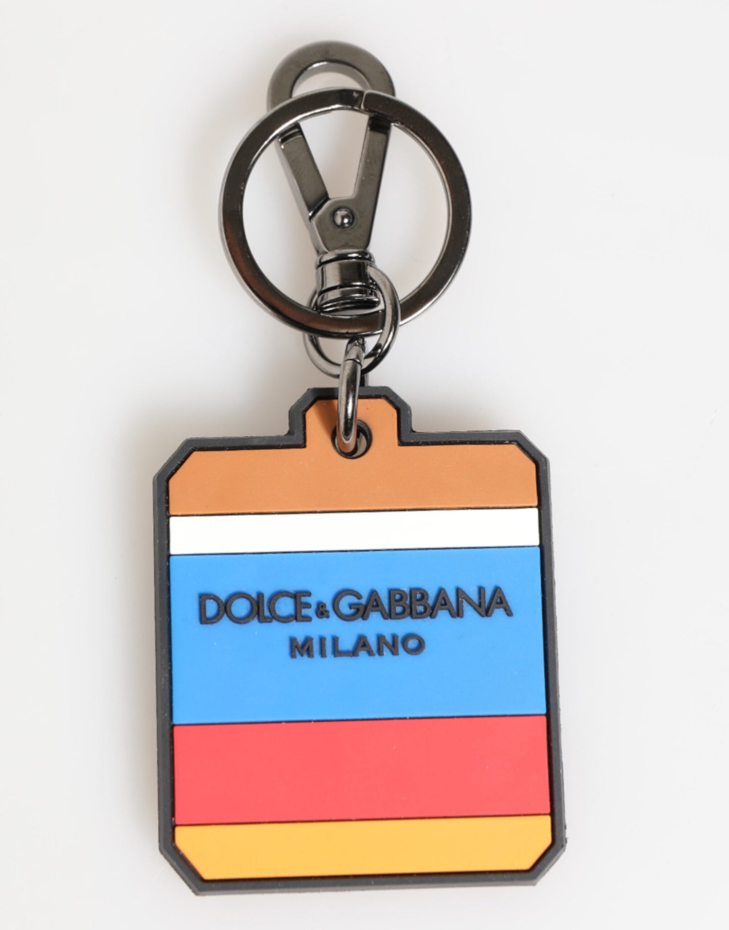Dolce & Gabbana Multicolor DG Rubber Logo Silber Herren Schlüsselanhänger