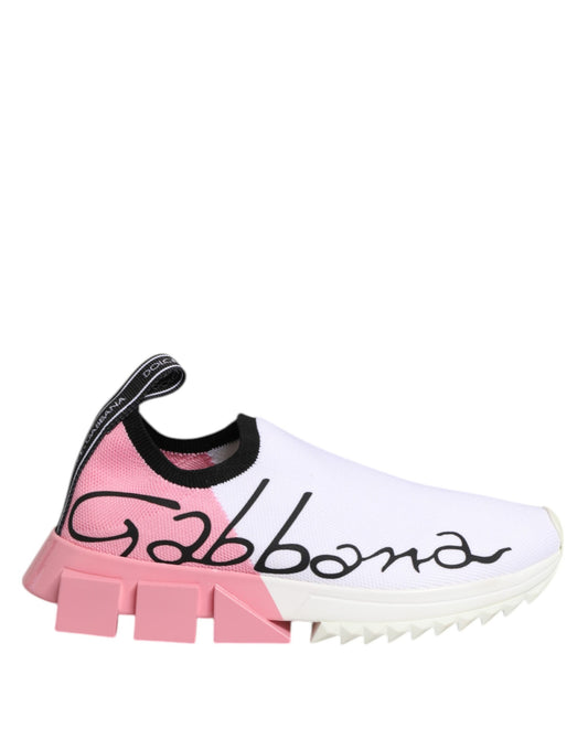 Dolce & Gabbana Weiß Rosa Low Top Sorrento Sneakers Schuhe