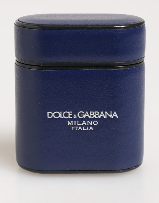 Dolce & Gabbana Blaues Leder-Flip-Etui mit Logo-Print für Herren