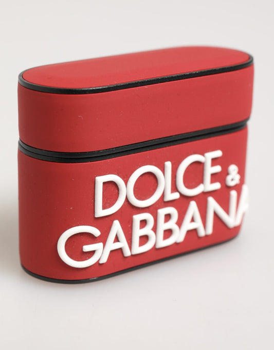 Dolce & Gabbana – Airpods-Etui aus Silikon mit geprägtem Logo in Rot und Weiß