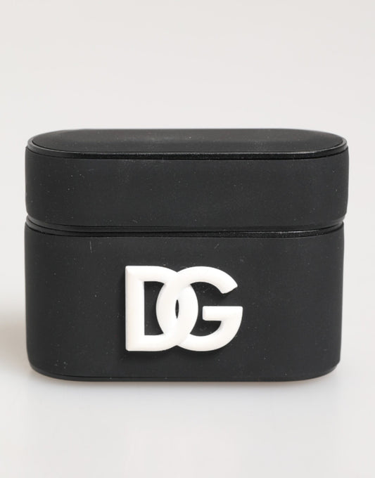 Dolce & Gabbana – Airpods-Etui mit geprägtem Logo aus Gummi in Schwarz und Weiß