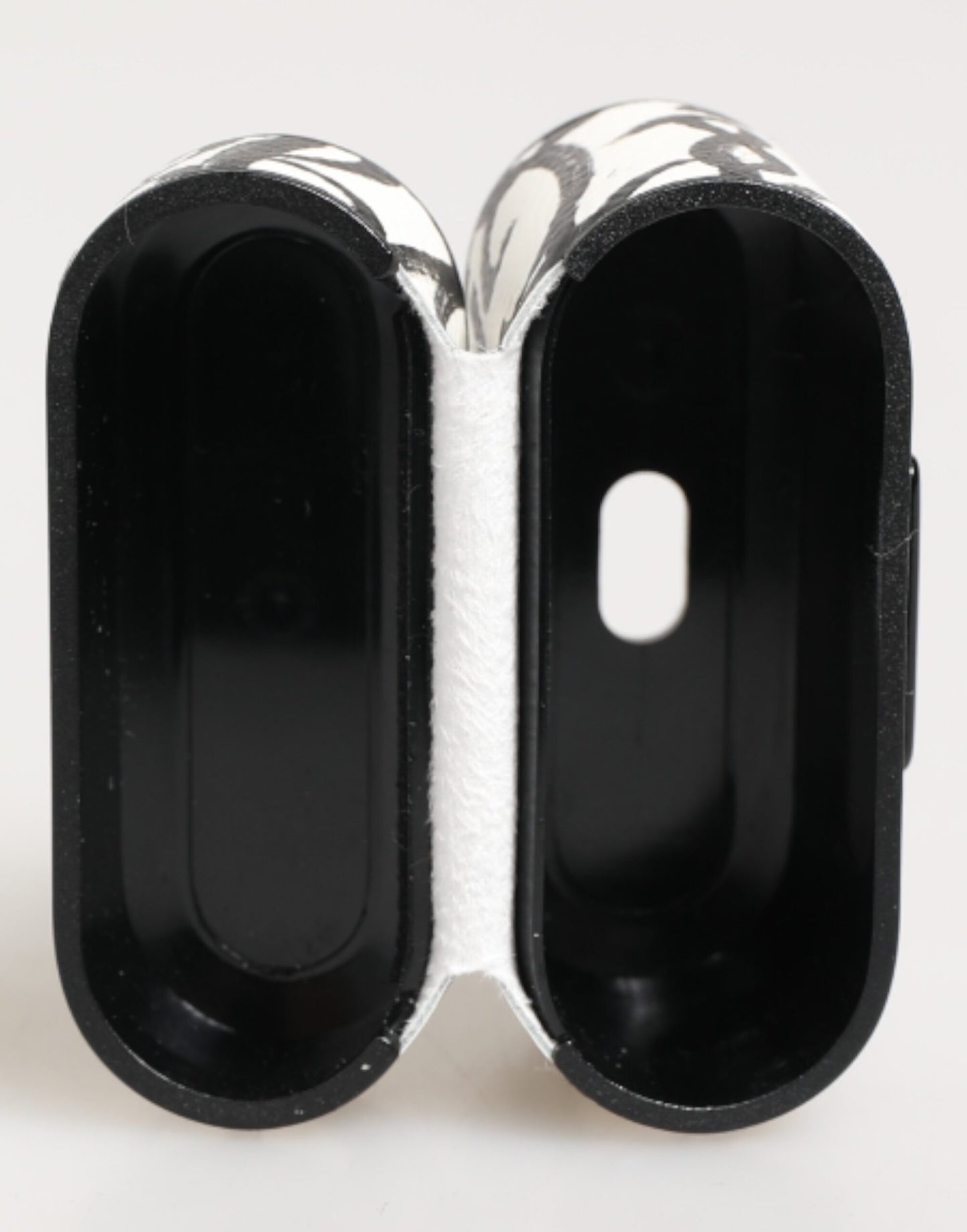 Dolce & Gabbana Airpods-Hülle aus schwarz-weißem Leder mit Monogramm-Print und Logo