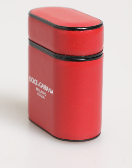 Dolce & Gabbana – Airpods-Hülle mit Logo aus rotem und weißem Kalbsleder