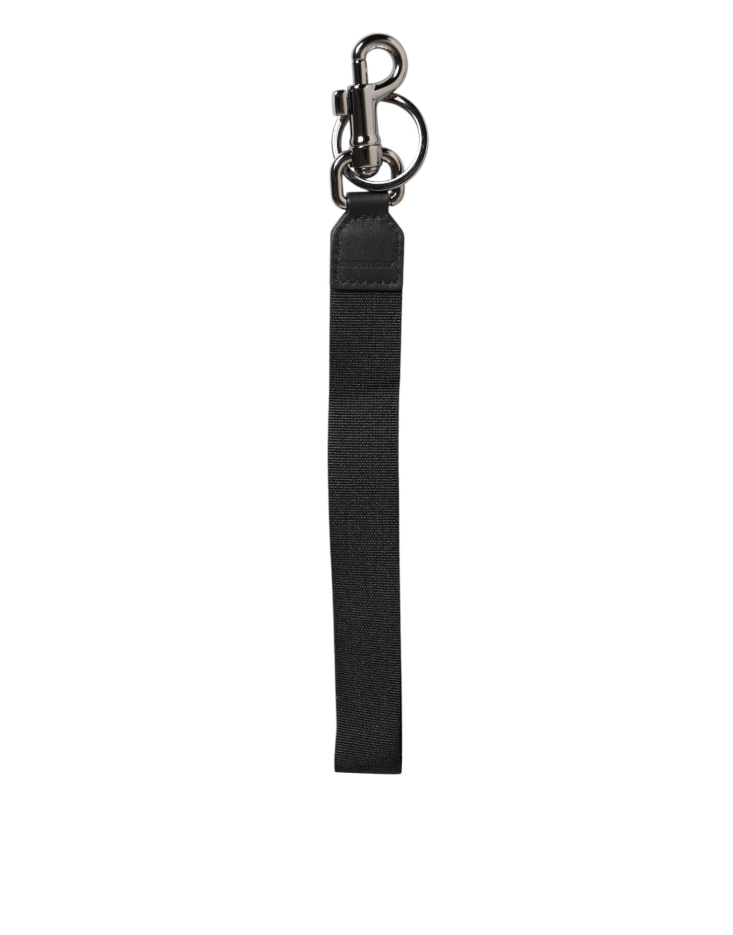 Dolce & Gabbana Schwarz Blau DG Logo Polyester Messing Halter Schlüsselanhänger