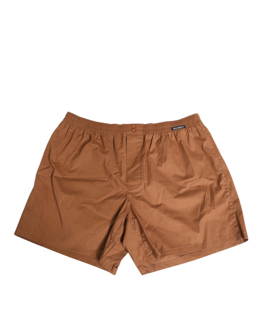 Dolce & Gabbana – Kurze Badehose aus brauner Baumwolle mit Boxerbund