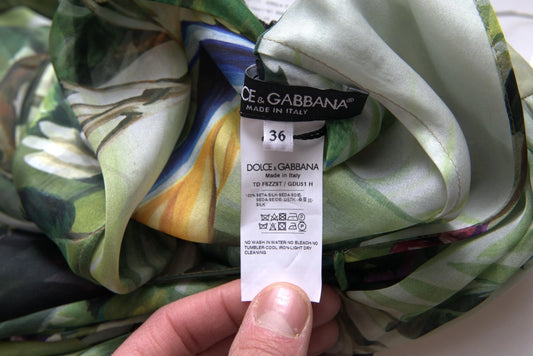 Dolce & Gabbana – Mehrfarbiges Maxikleid aus Seide mit Dschungel-Print für Damen