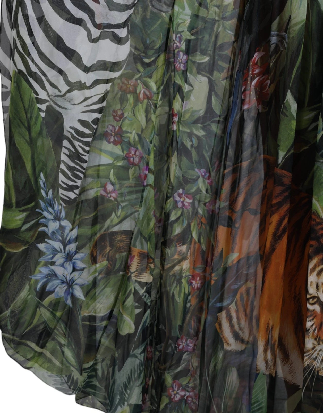 Dolce & Gabbana – Mehrfarbiges Maxikleid aus Seide mit Dschungel-Print für Damen