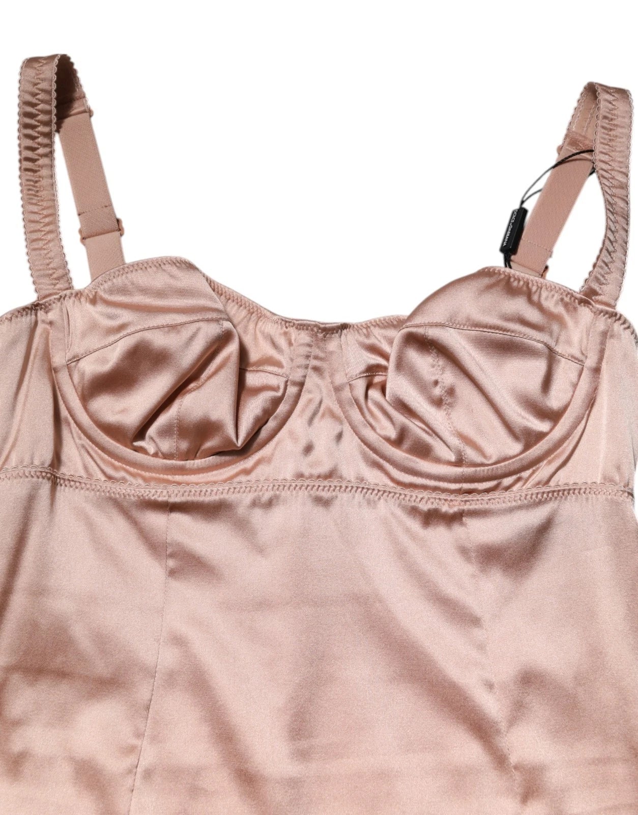 Dolce & Gabbana – Bustier-Midikleid aus Seidensatin in Blush Pink