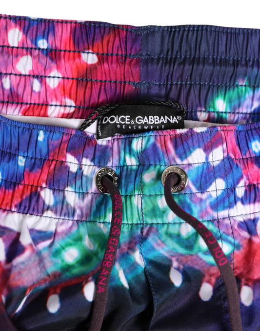 Dolce & Gabbana Mehrfarbige Shorts aus Polyester mit Neon-Print