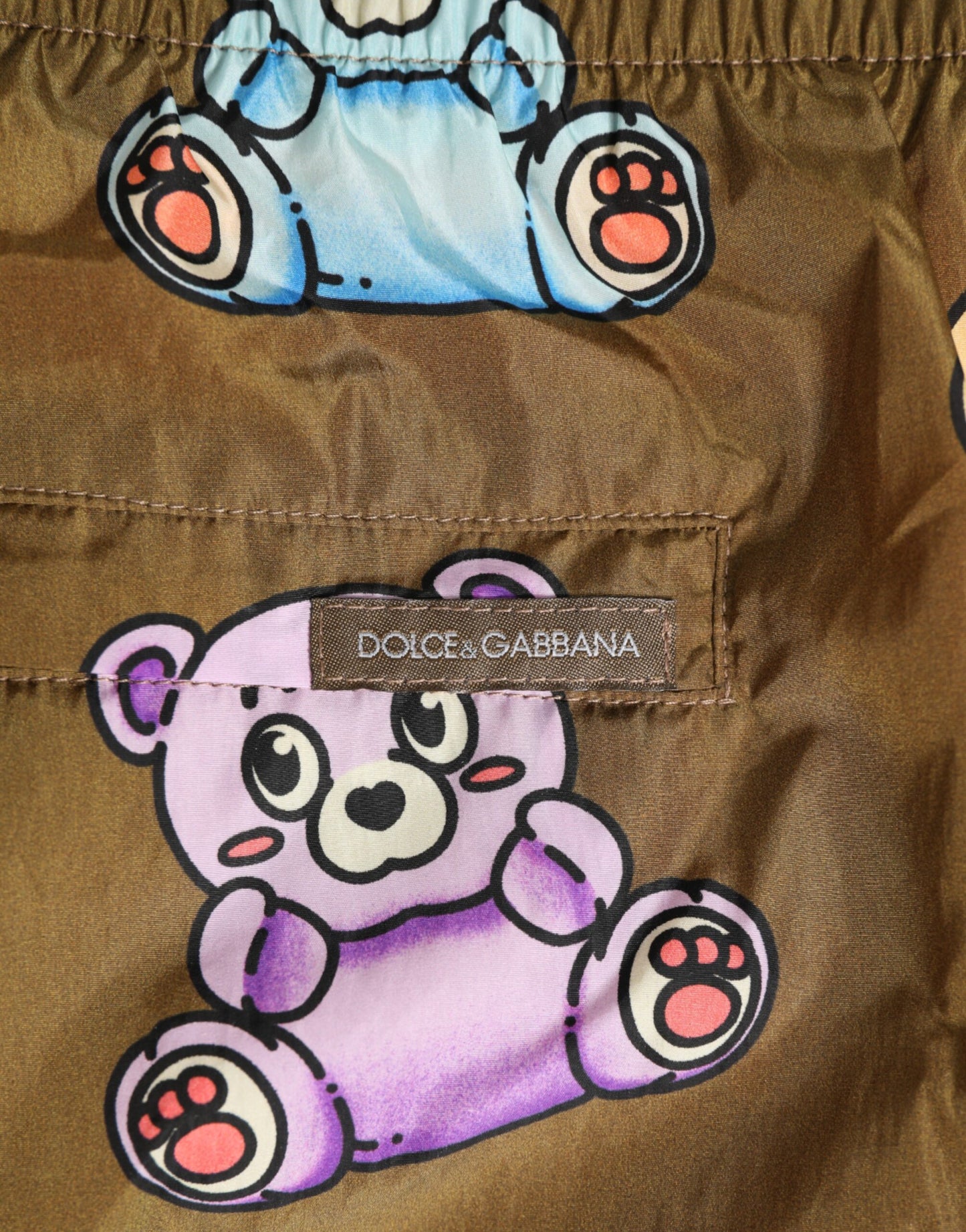 Dolce & Gabbana Braune, mehrfarbige Teddybär-Shorts für Herren