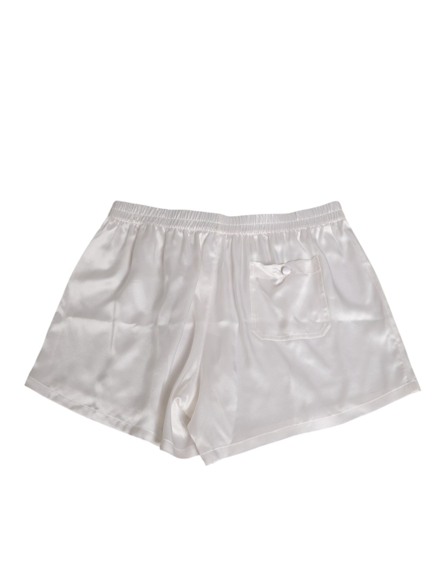 Dolce & Gabbana Weiße elastische Herren-Boxershorts aus Seidensatin