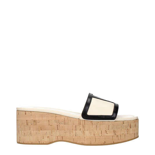 Valentino Garavani – Beige Keilsandalen aus Leder