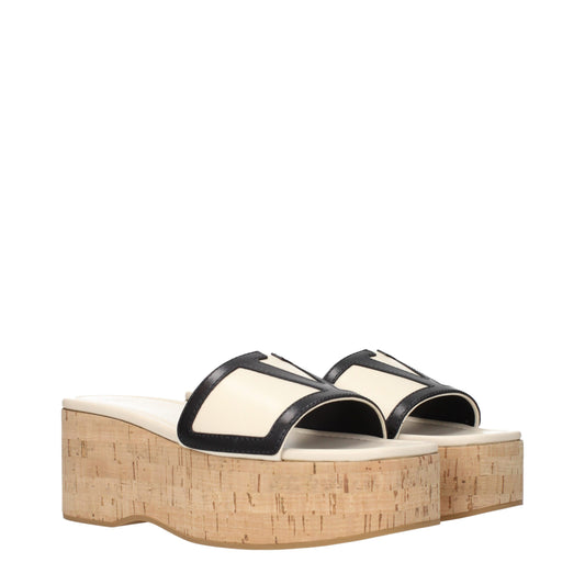 Valentino Garavani – Beige Keilsandalen aus Leder