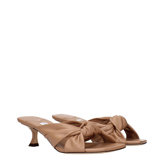 Jimmy Choo Beige Leather Flat Sandals