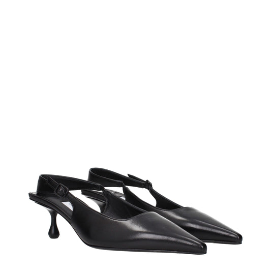 Jimmy Choo Black Leather Flat Sandals