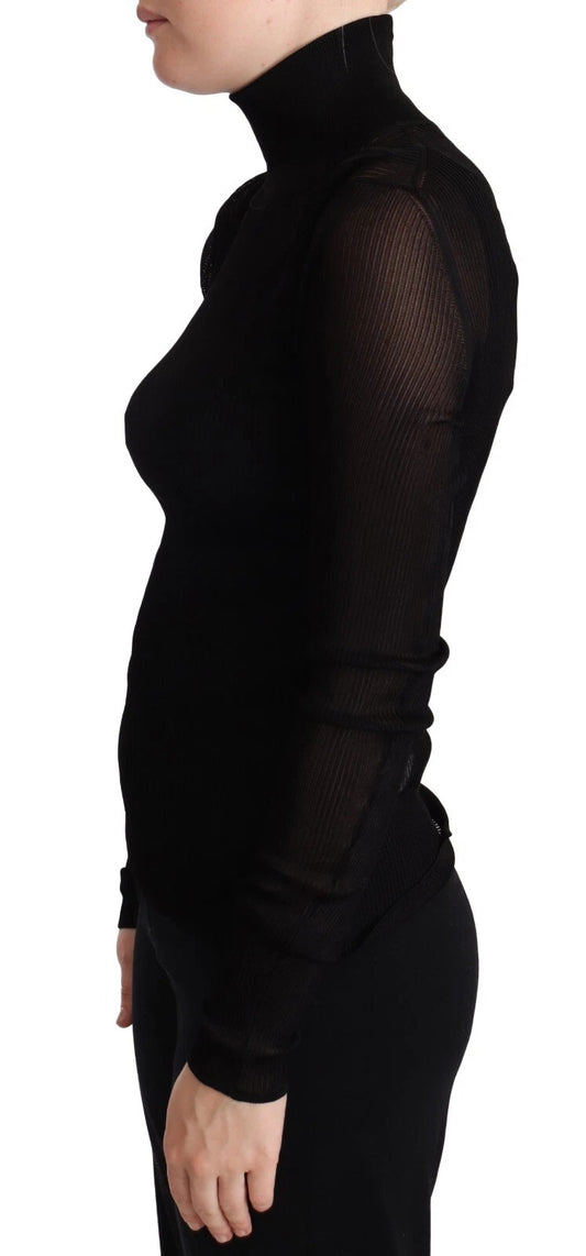 Dolce & Gabbana – Schwarzer, figurbetonter Rollkragenpullover