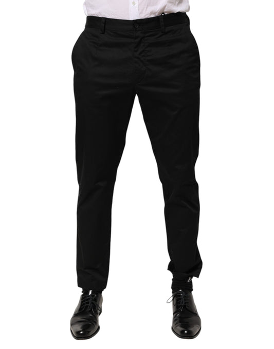 Dolce & Gabbana Schwarze, schmal zulaufende Baumwollhose für Herren