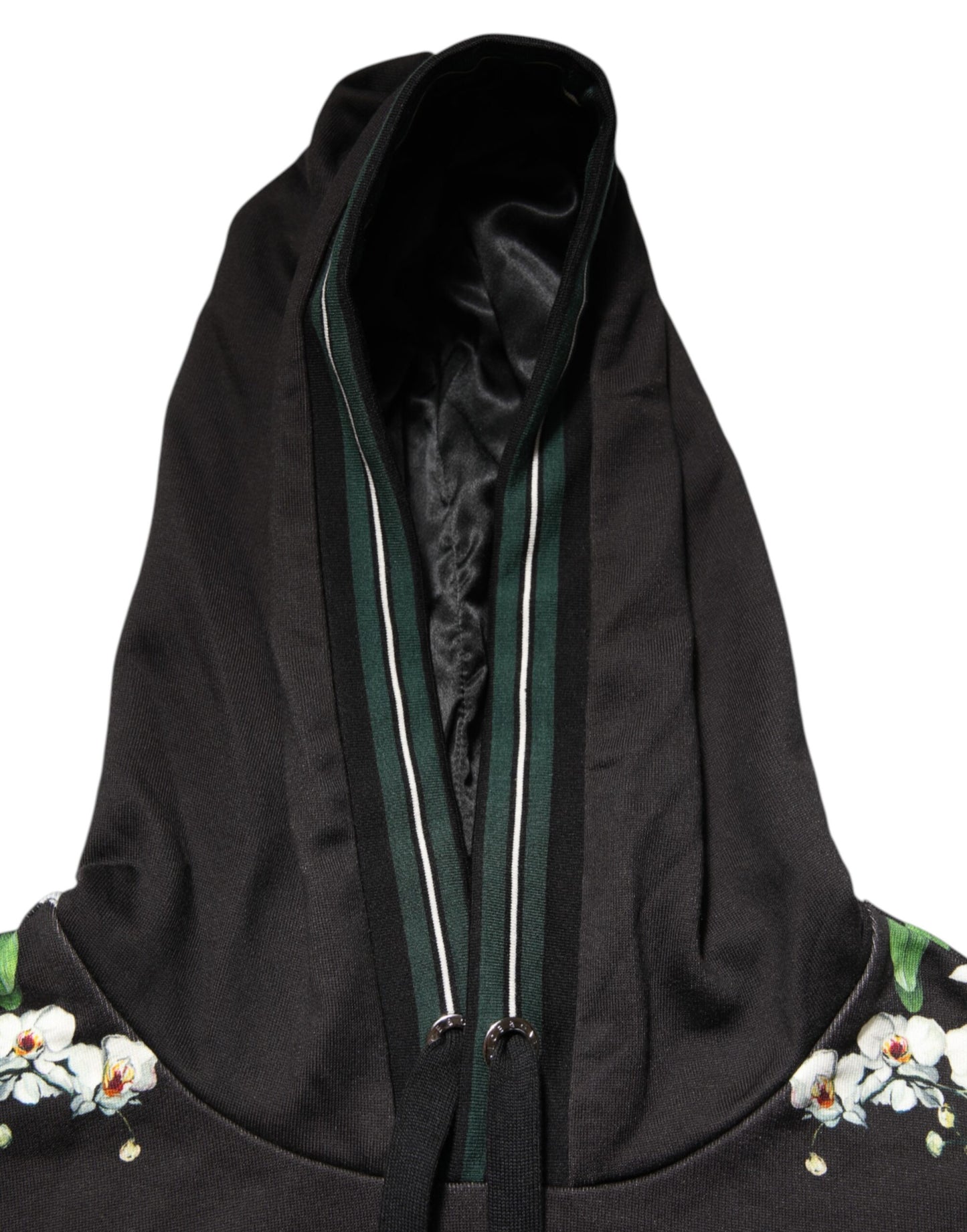 Dolce & Gabbana – KING – Kapuzenpullover mit Blumenkrone und Logo in Schwarz mit Orchideenmuster