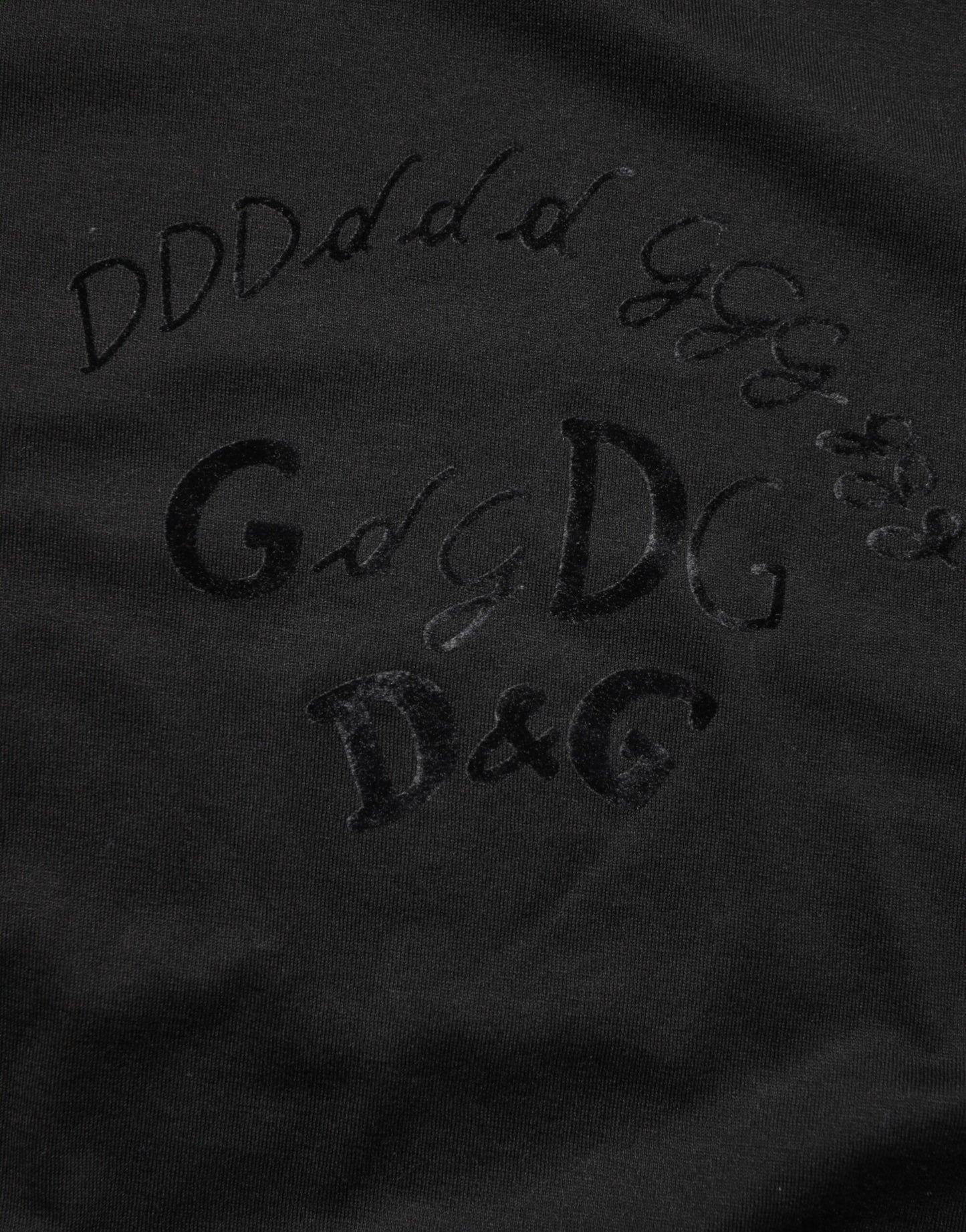 Dolce & Gabbana – Schwarzes Baumwollsamt-T-Shirt mit Logo-Print für Herren