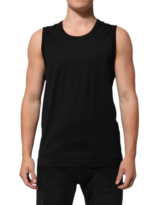 Dolce & Gabbana Schwarzes ärmelloses Unterwäsche-Tanktop aus Baumwolle für Herren