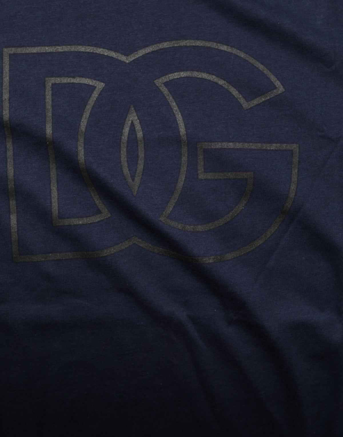 Dolce & Gabbana Herren-T-Shirt aus dunkelblauer Baumwolle mit DG-Logo-Print