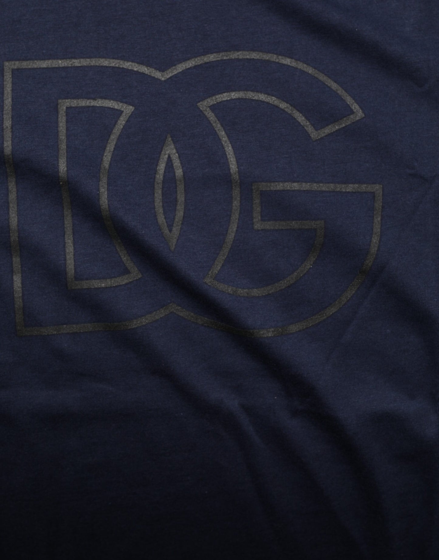 Dolce & Gabbana Herren-T-Shirt aus dunkelblauer Baumwolle mit DG-Logo-Print
