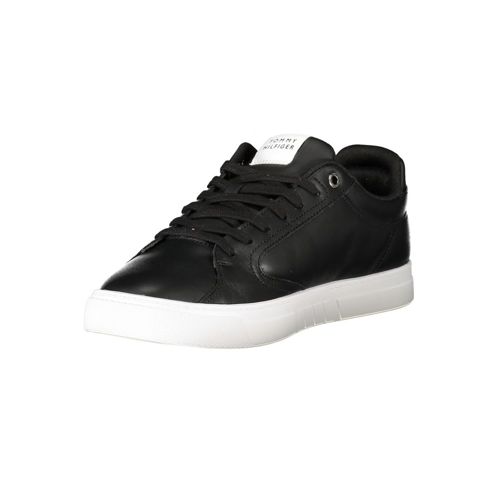 Tommy Hilfiger – Schwarze Leder-Sneaker für Herren