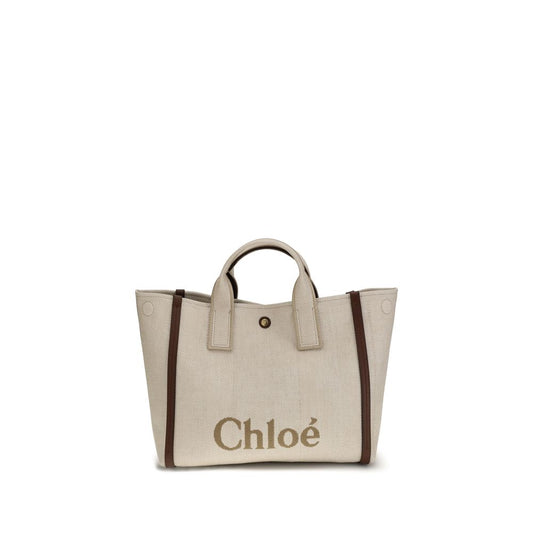 Chloé Schultertasche aus beigefarbener Baumwolle