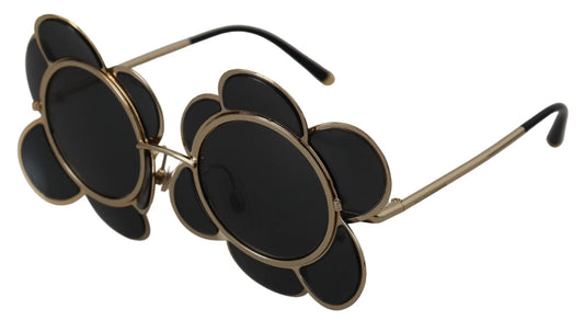 Dolce & Gabbana DG2201 Sonnenbrille in limitierter Auflage mit schwarzen Gläsern und goldenem Rahmen