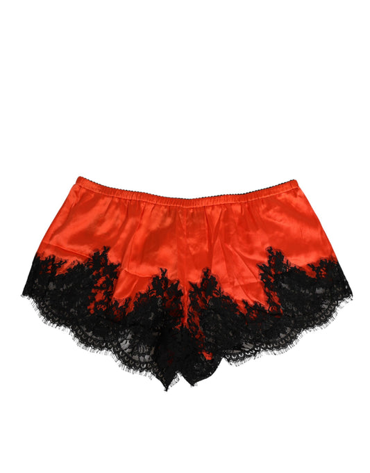 Dolce & Gabbana Rote Shorts aus Seidensatin und Spitze