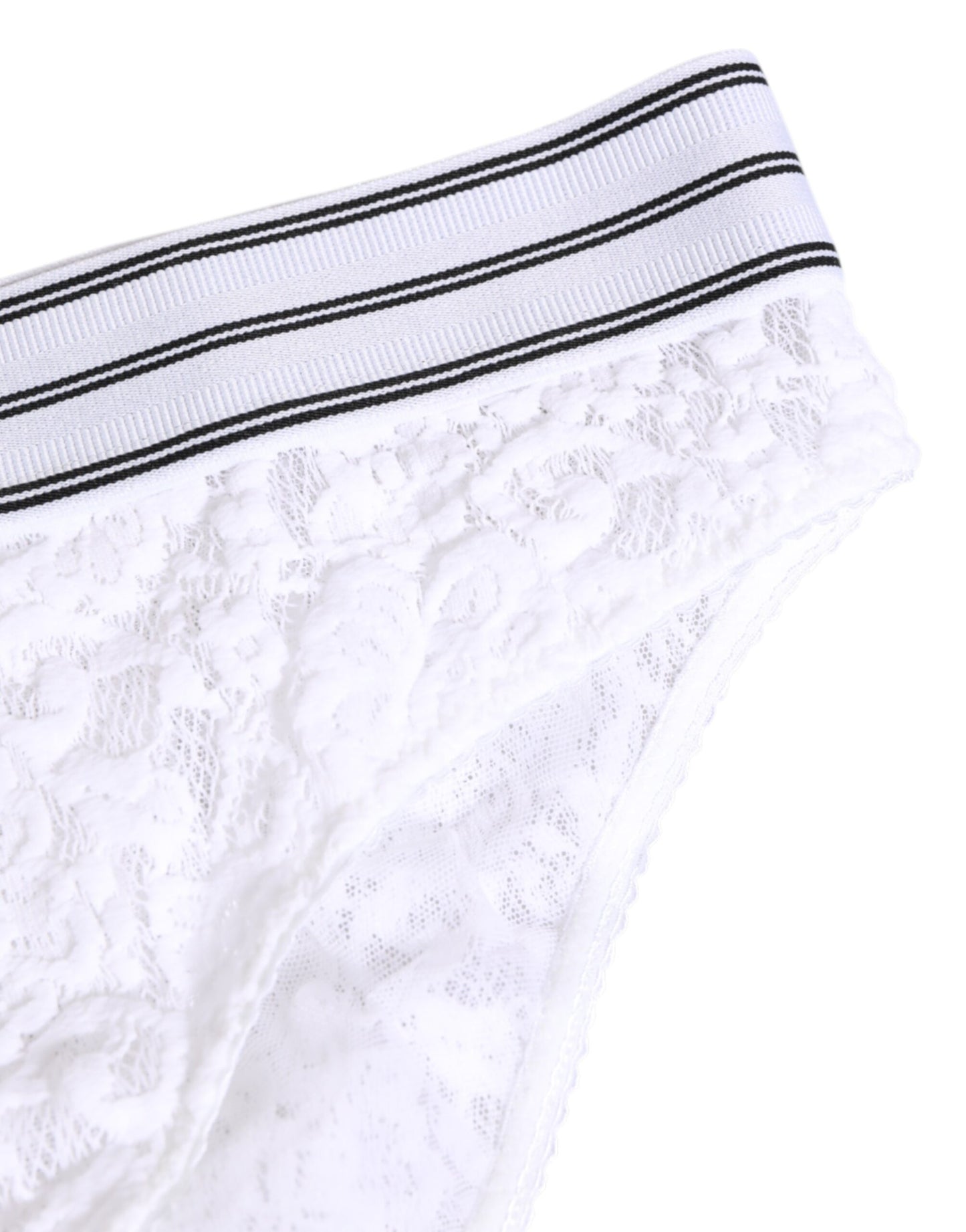 Dolce & Gabbana – Slip aus weißer Spitze mit Logobund