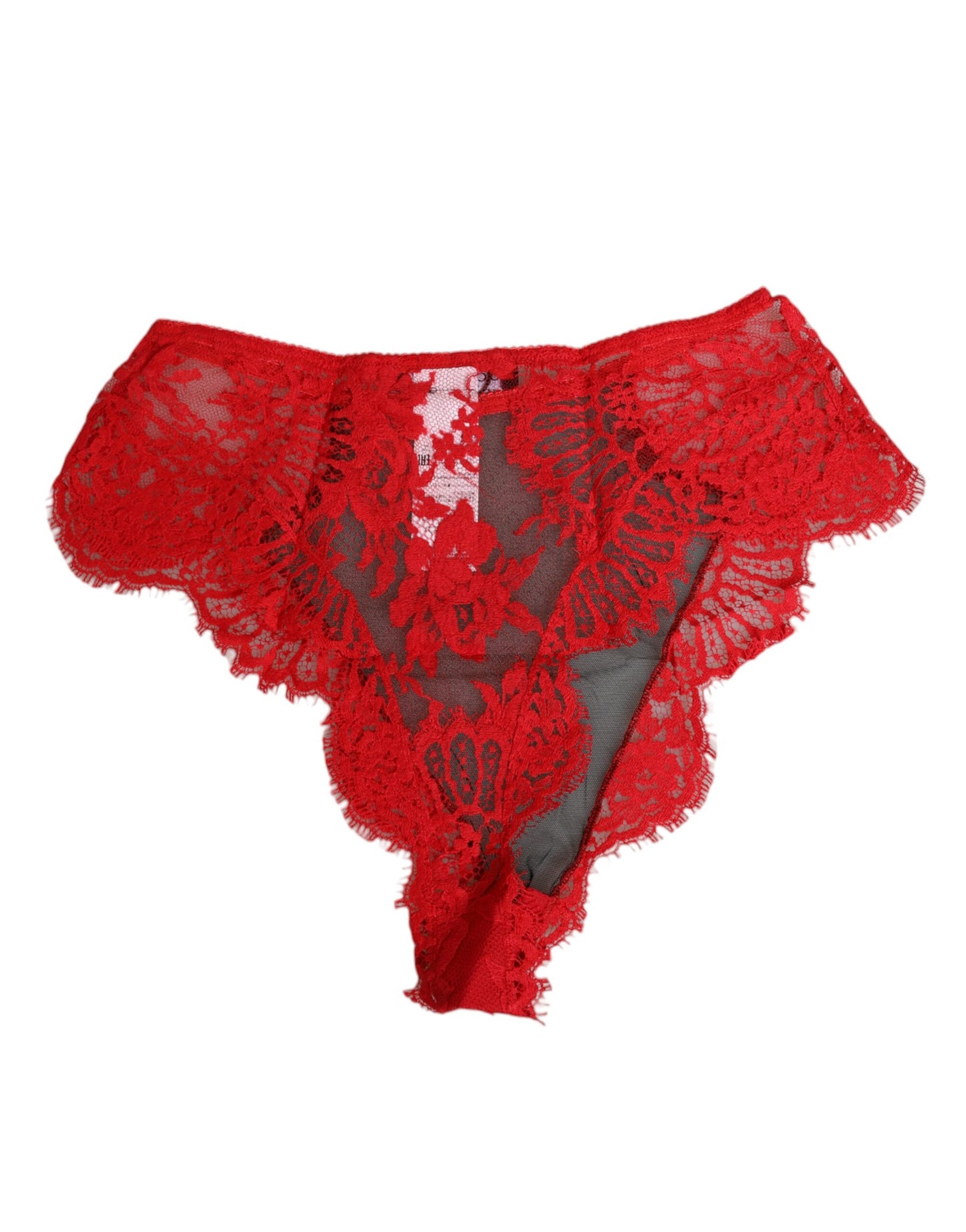 Dolce & Gabbana – Transparenter Slip aus roter Blumenspitze Damen Unterwäsche