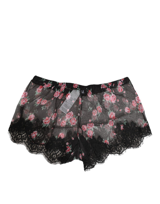 Dolce & Gabbana – Dessous aus Netzstoff mit Blumenmuster in Schwarz und Rosa
