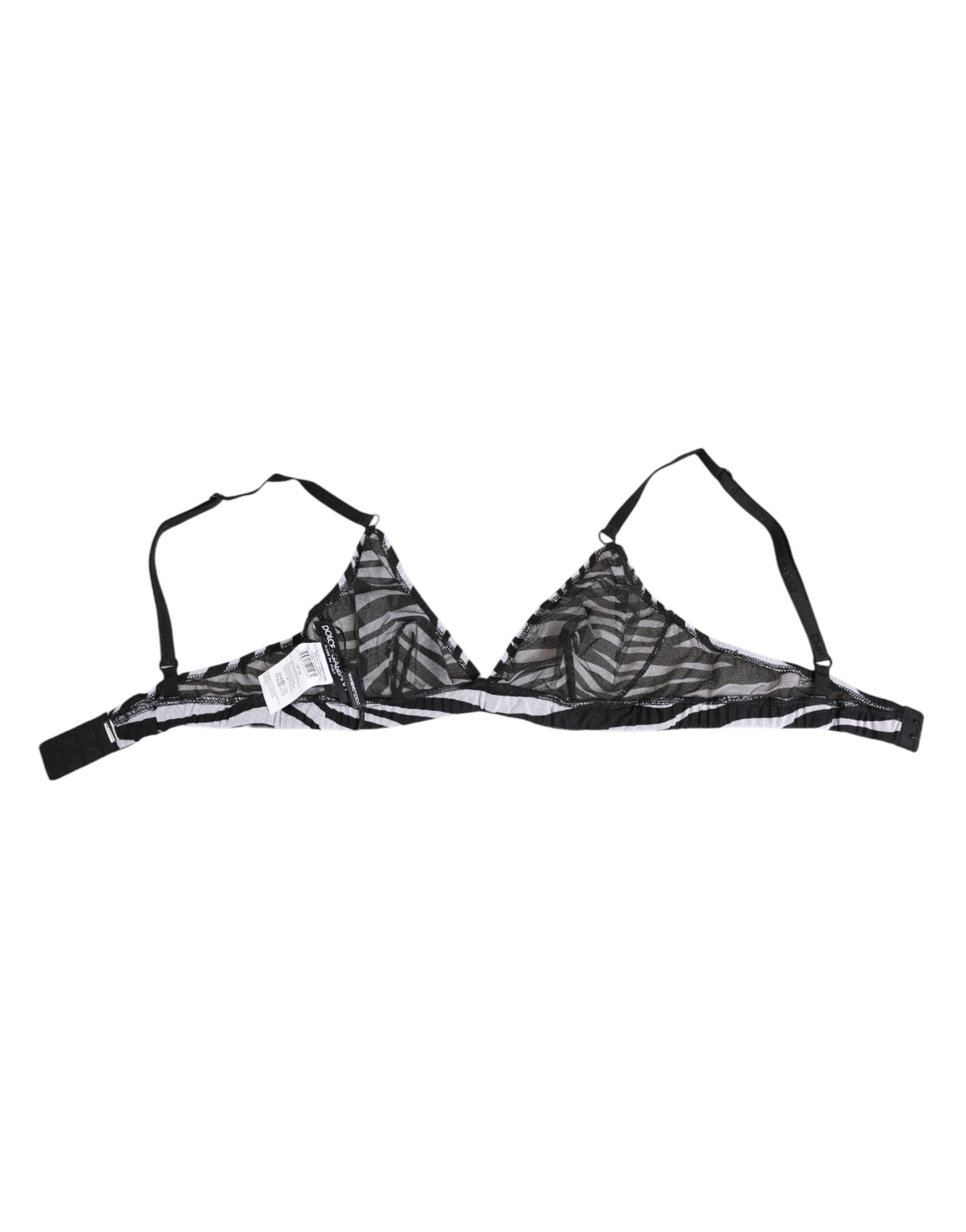 Dolce & Gabbana – Bralette-Unterwäsche aus transparentem Netzstoff mit Zebramuster in Schwarz und Weiß